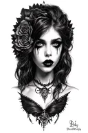 Beautiful "goth" Babe tattoo design idea