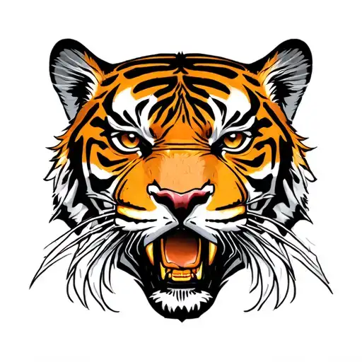 tiger face tattoo on forearm sleeve tattoo design idea