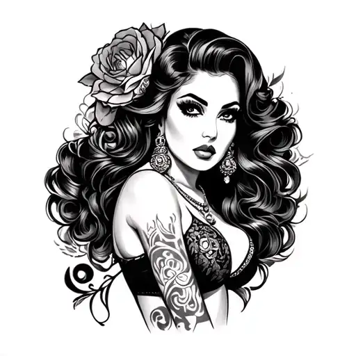 chicano pin up girl tattoo design idea