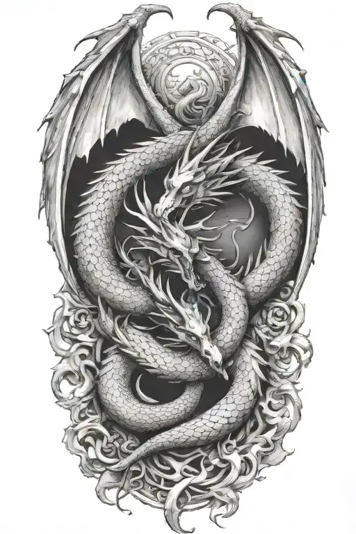 dragon fights with an angel tattoo design idea