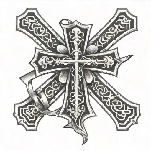 cancer ribbon and cross tattoo tattoo design idea