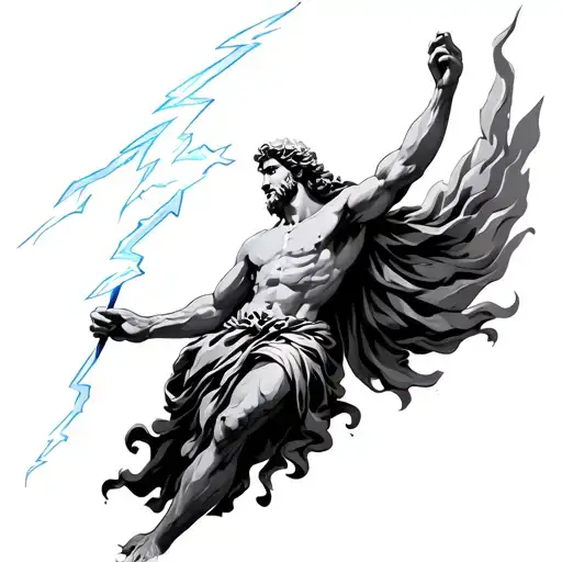 Zeus holding a lightning bolt tattoo design idea