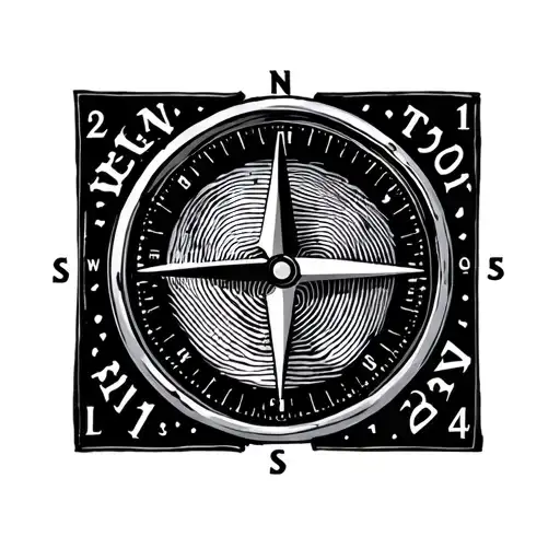 compass, baby finger print and numbers 24.11.24 tattoo design idea