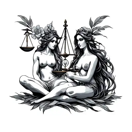 Libra And Aquarius tattoo design idea