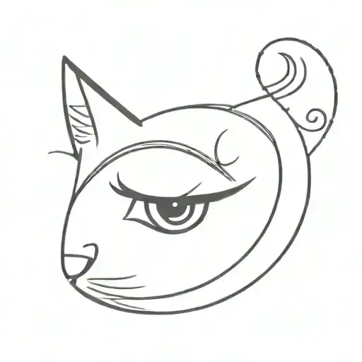 pair of cat eyes with crescent moon in the middle tattoo design idea