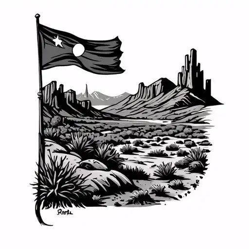 men's flagstaff Arizona desert landscape tattoo design idea