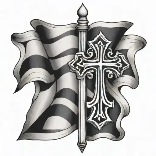 crossed checkered flags with a cross in the center of them  tattoo design idea