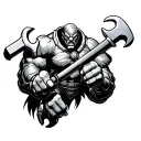 juggernaut with wrenches in hands tattoo design idea