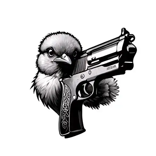 Chick with a gun tattoo design idea