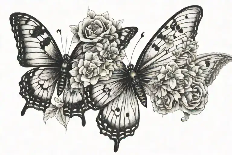butterfly,click,semicolon,flower tattoo design idea