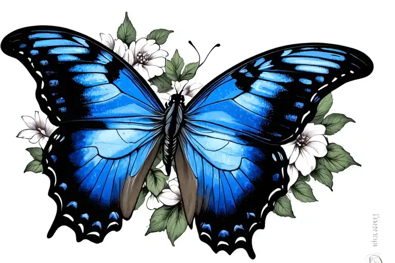 blue Morpho butterfly in a blackwork tattoo design idea