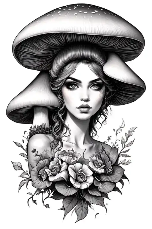 mushroom head sexy lady tattoo design idea