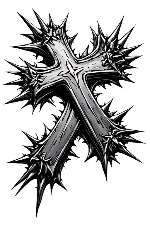 cross made with spikes tattoo design idea