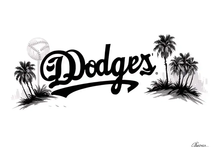 LA dodgers with palm trees tattoo design idea