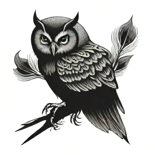 Fine Line Owl tattoo design idea