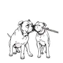American Bully Dog And pitbull dog playing together with a stick tattoo design idea