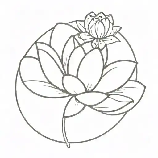 A yutori lotus blooming from an open book, symbolizing balance and tranquility tattoo design idea