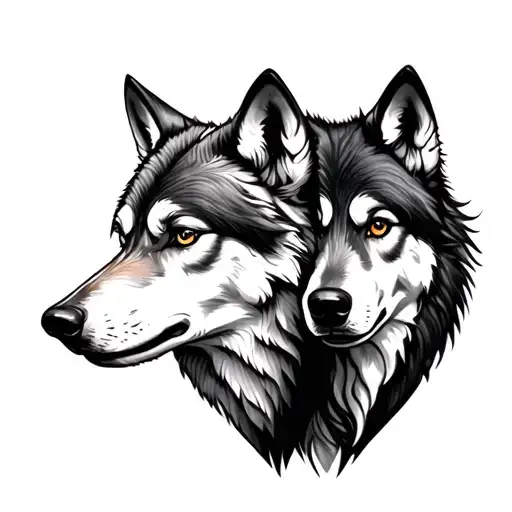 Wolf tattoo for couple tattoo design idea
