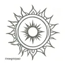 very simple sun with 7 rays shining tattoo design idea