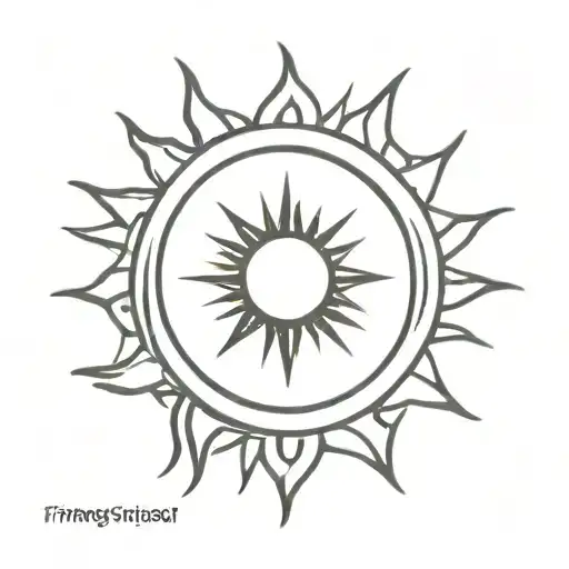very simple sun with 7 rays shining tattoo design idea