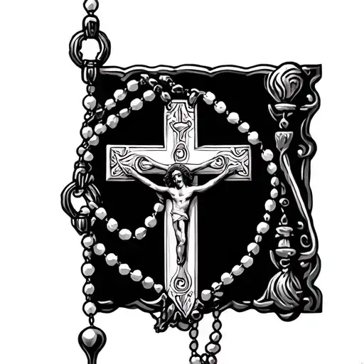 rosary wrapped around the cross tattoo tattoo design idea