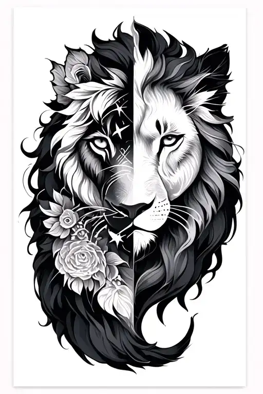 virgo and leo star sign tattoo design idea