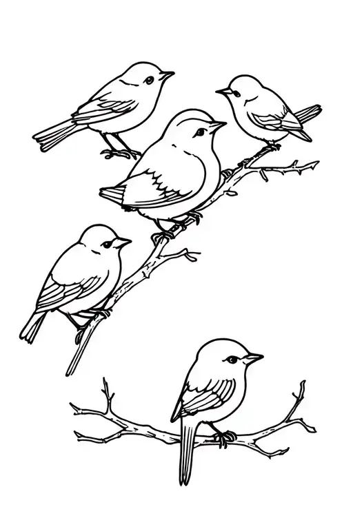 3 little birds perched dont worry about a thing cartoon look tattoo design idea