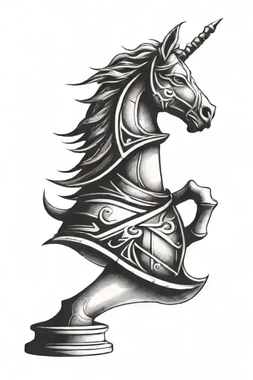 knight chess piece minimalist  tattoo design idea