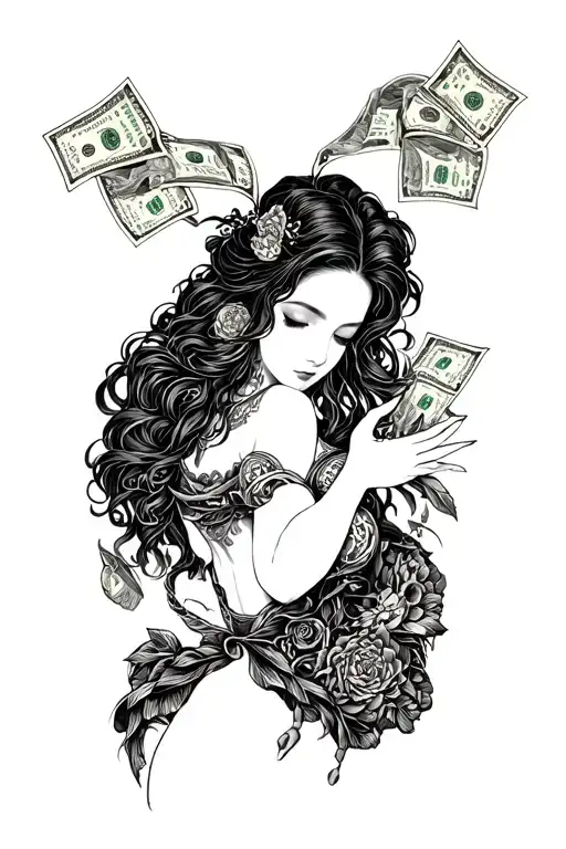 Fortuna Amor Money Sex in Japanese tattoo design idea