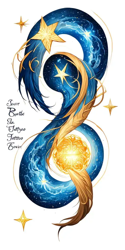 birth date and star sign intertwined tattoo design idea