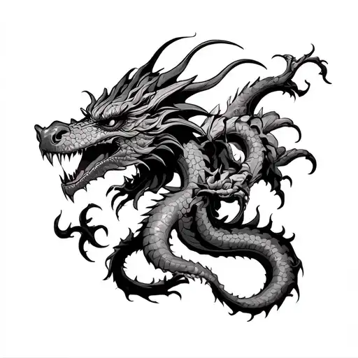hydra dragon with 3 heads tattoo design idea