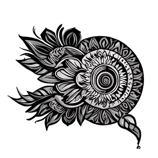 African spirituality symbols while leg sleeve tattoo design idea