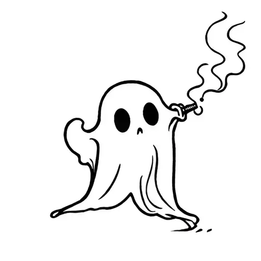 cute ghost smoking a joint tattoo design idea