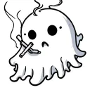 cute ghost smoking a joint tattoo design idea