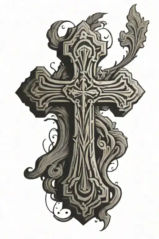 wood grain Cross simple tattoo design idea