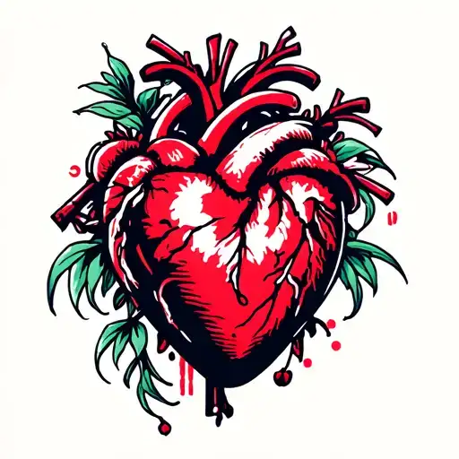 "Camille" heart japanese style illustration tattoo design idea