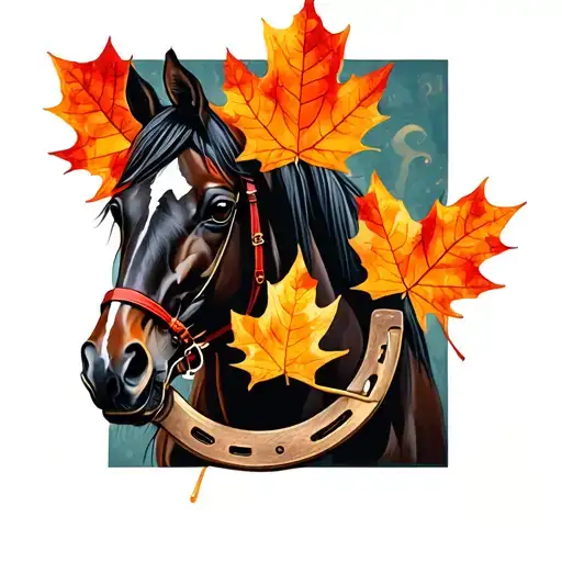 maple leaf and a horse shoe tattoo design idea