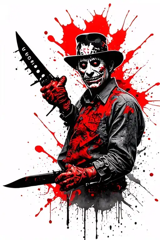 freddy krueger show his blade glove tattoo design idea