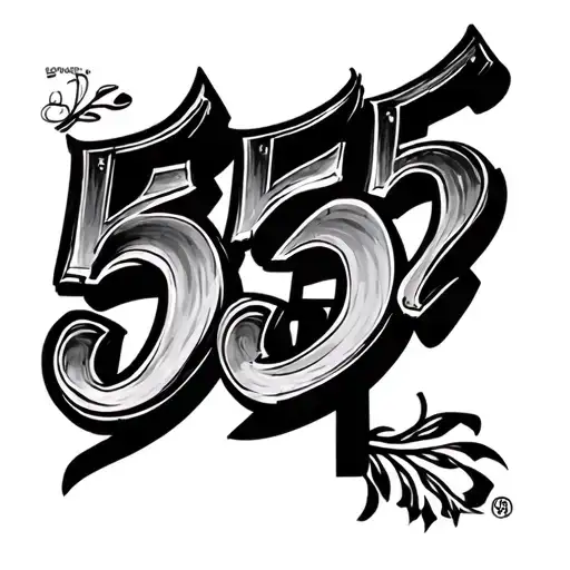 "555" 555 number tattoo design idea