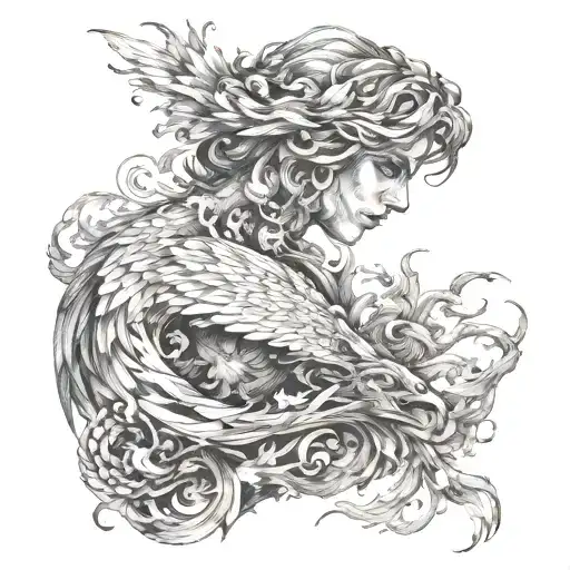 phoenix rising tattoo design idea