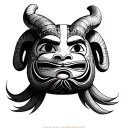 daruma doll with ram horns tattoo design idea