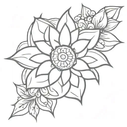 filipino sun tattoo made of flowers tattoo design idea