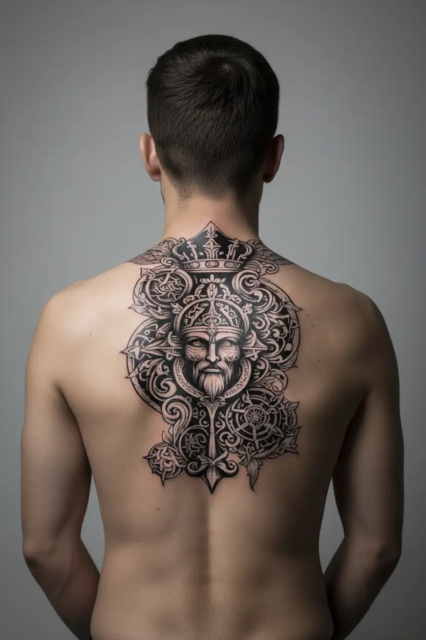 Patriotic Lithuanian Style, Religious symbols integrated tattoo design idea