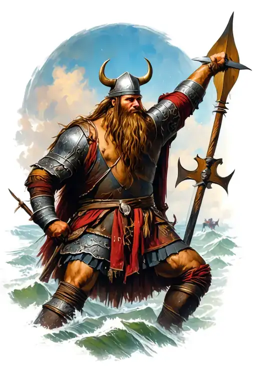 Viking battle scene tattoo design idea