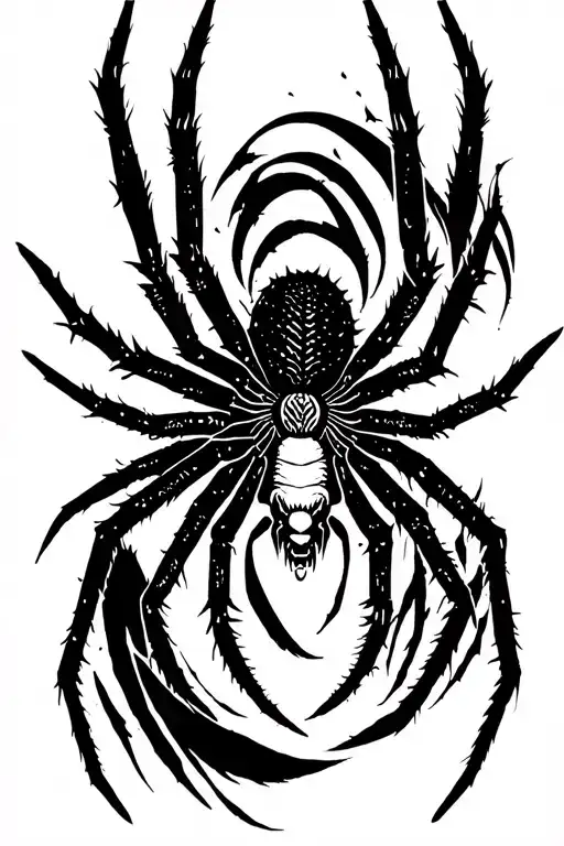 Raw Blackwork Dark Lettering Bold Strokes Ornamental Cyber Sigilism Full-Body Horror Modern Fullbody Bold Spider tattoo design idea