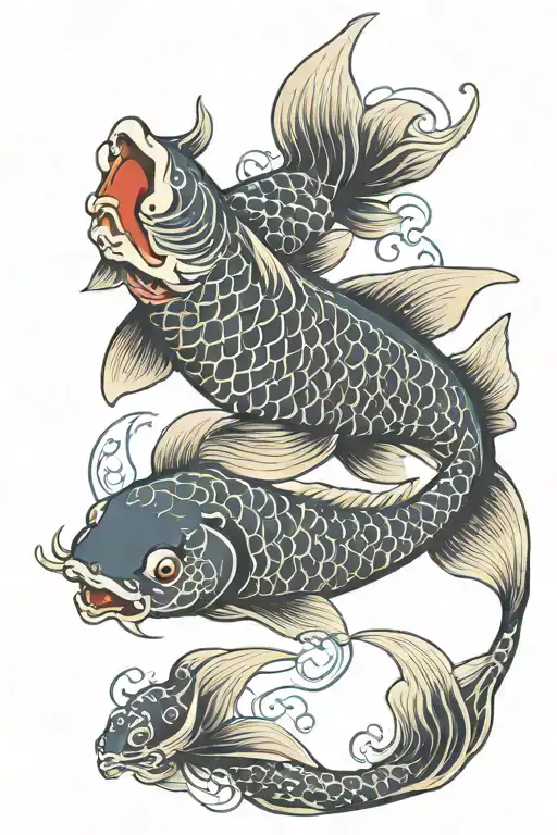koi carp japanese mask tattoo design idea
