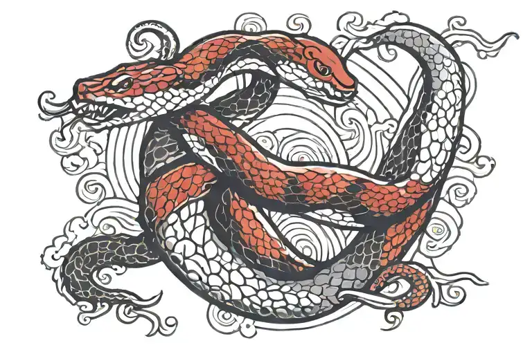 red snake in lava lamp tattoo design idea