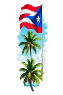 palm trees with the Puerto Rican flag waving tattoo design idea