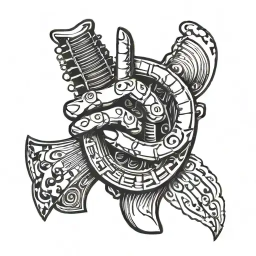 hand holding throat tattoo featuring musical notes tattoo design idea