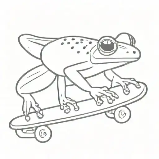 frog on skate board tattoo design idea
